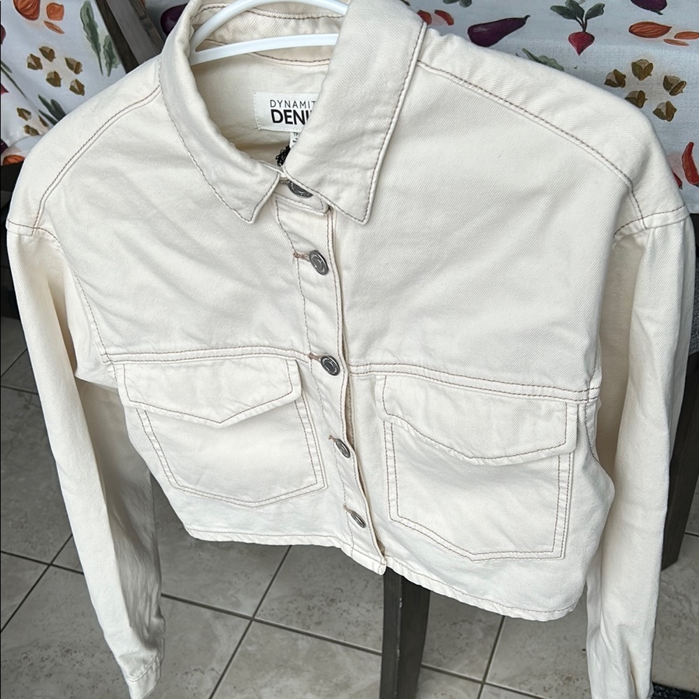 Dynamite Women's Cream Denim Jacket